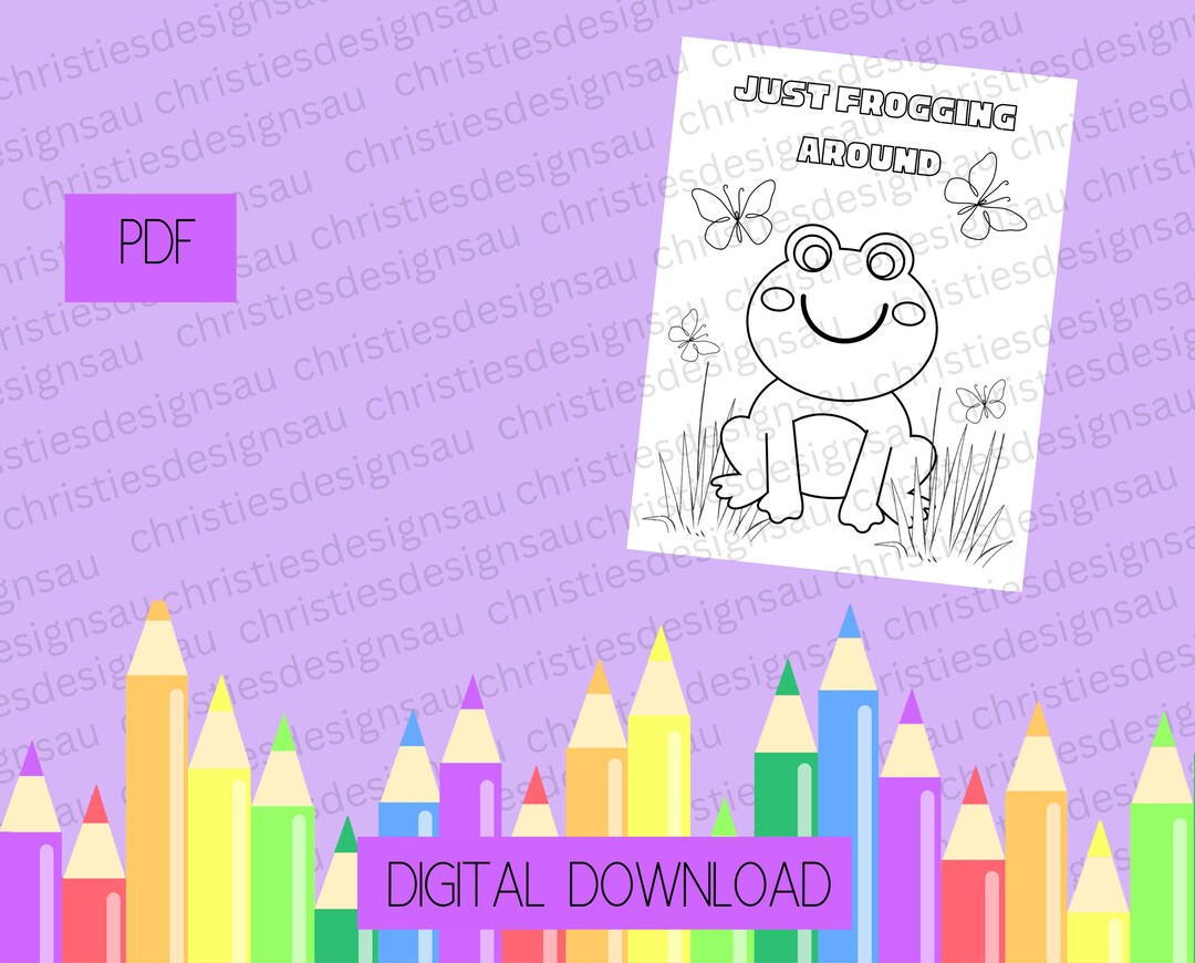 Frog Coloring Pages for Kids, Kids Party Games, Jungle Birthday Favor