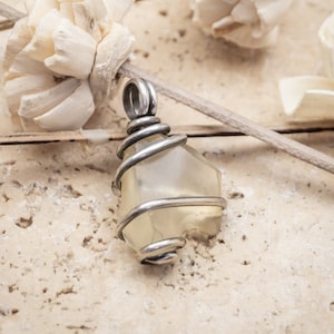 Libyan Desert Glass Crystal Gemstone Oxidized Sterling Silver Wire Wrapped Pendant Charm Ready to Ship image 1