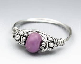 Phosphosiderite Bali Sterling Silver Wire Wrapped Gemstone BEAD Ring - Made to Order, Ships Fast!