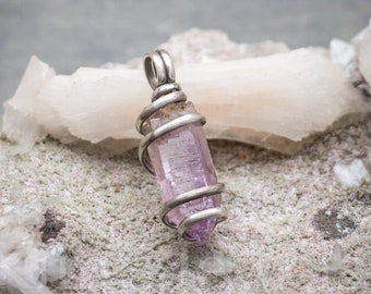 Brandberg Namibian African Amethyst Terminated Point Crystal Gemstone Oxidized Sterling Silver Wire Wrapped Pendant Charm - Ready to Ship!