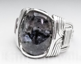 Larvikite Larvakite Sterling Silver Wire Wrapped Gemstone Ring, Made to Order