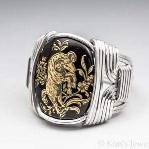 Aries Zodiac Astrology Sign March 21 - April 20 Glass Cabochon Sterling Silver Wire Wrapped Ring - Made to Order, Ships Fast!