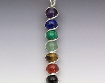 Chakra Version 1 (The Original) Sterling Silver Wire Wrapped Pendant - Made to Order, Ships Fast!
