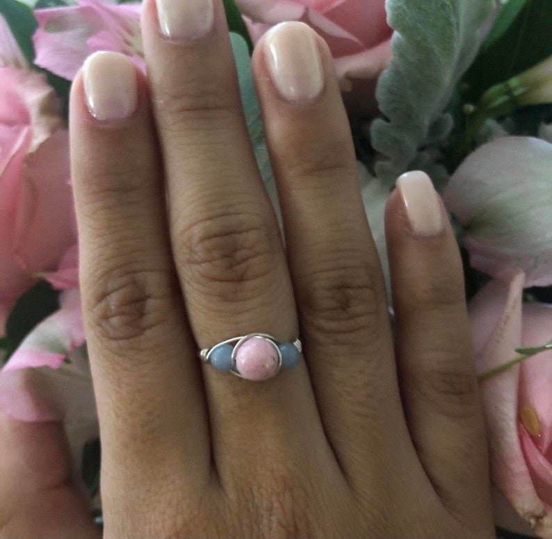 White Howlite Faceted Bali Sterling Silver Wire Wrapped Gemstone BEAD Ring Made to Order, Ships Fast image 8