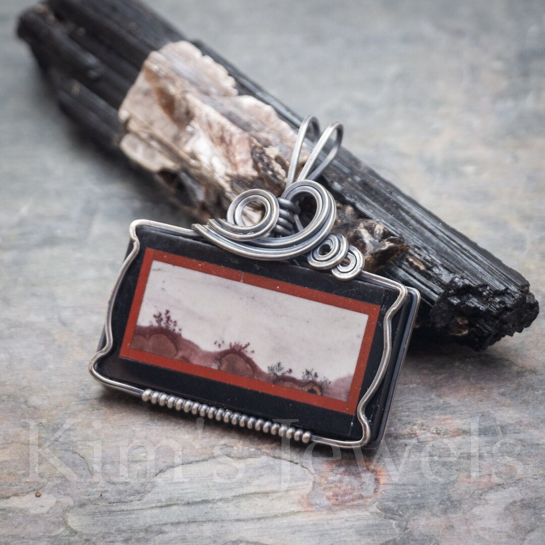 Intarsia Scenic Paintbrush Jasper W/ Red Jasper & Blackstone Etsy