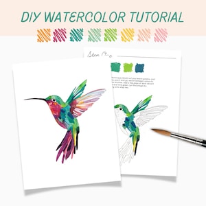 Watercolor Tutorial Kit | DIY Paint | Homeschool Art Lesson | Summer Activity | Digital Watercolor Lesson | Tracing Template | Hummingbird