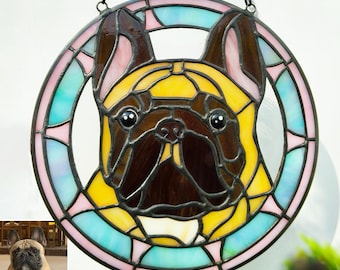 Custom Stained Glass Pet Portrait | Handmade Memorial Suncatcher