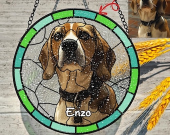 Custom Pet Portrait Stained Glass | Pet Memorial Gift | Personalized Dog or Cat Loss Keepsake | Pet Suncatcher |Sympathy Gift for Pet Lovers