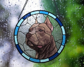 Custom Pet Portrait From Photo, Stained Glass Dog Memorial Gift, Custom Dog Portrait from Photo, Dog SunCatcher, Pet Loss Gifts