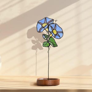 September Birth Flower Morning Glory, Stained Glass Flower Gift, Handmade Glass Flower Plant Stake, Birthday Gift, Garden Decor, Home Decor