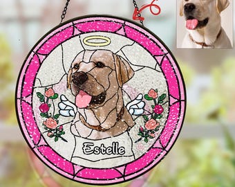 Custom Pet Portrait Suncatcher | Personalized Stained Glass Pet Memorial | Dog Loss Gift | Handmade Pet Keepsake | Pet Loss Sympathy Gift