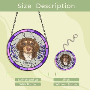 Custom Pet Portrait Stained Glass Suncatcher, Personalized Dog Memorial Gift, Unique Pet Lover Keepsake for Dog Owners, Loss of Pet Tribute image 8