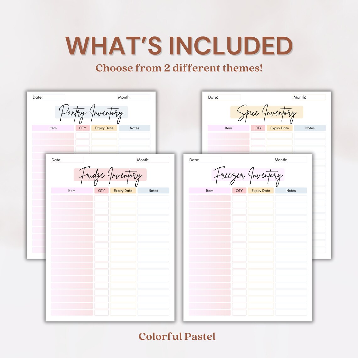 Editable & Printable Kitchen Inventory Tracker Fridge, Freezer, Pantry ...