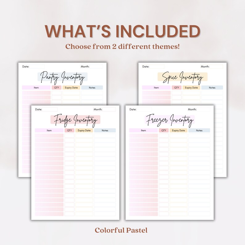 Editable & Printable Kitchen Inventory Tracker | Fridge, Freezer ...