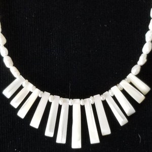 Pearl and Mother of Pearl Fan Bead Necklace