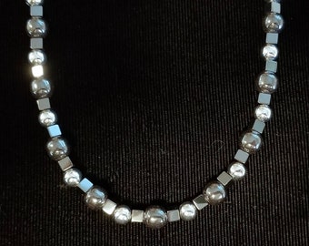 Hematite and Silver Bead Necklace