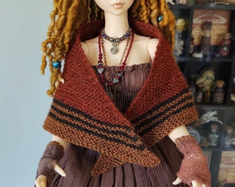 BJD Hand Knit Outlander Carolina Shawl for SD and up Size Doll