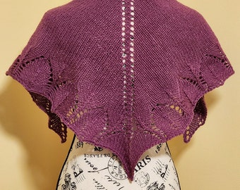 Hand Knit Lacy Border Silk and Merino Shawlette or Scarf