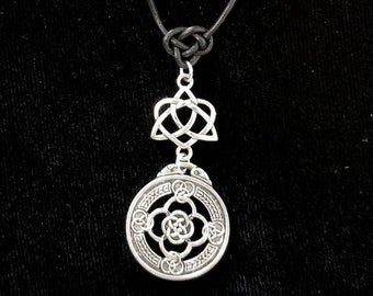 Antique Silver Celtic Knot Pendant Necklace on Leather Cord