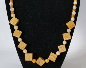 Jasper and Agate Bead Statement Necklace