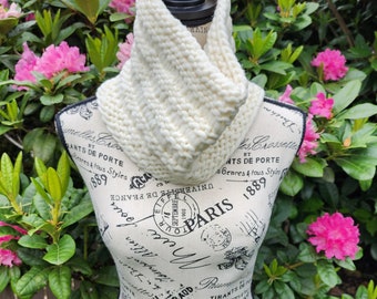 Textured Hand Knit Cowl Collar Scarf Gift