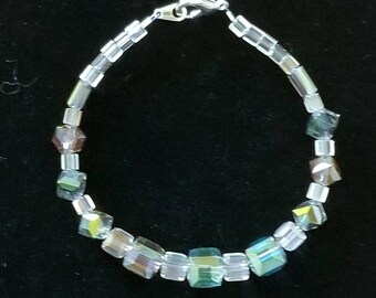 Iridescent Crystal Bead Bracelet