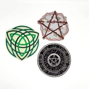 LAST ONES! Style Choice - Large Machine Embroidered Pentacle Star Zodic Patch Badge Iron On