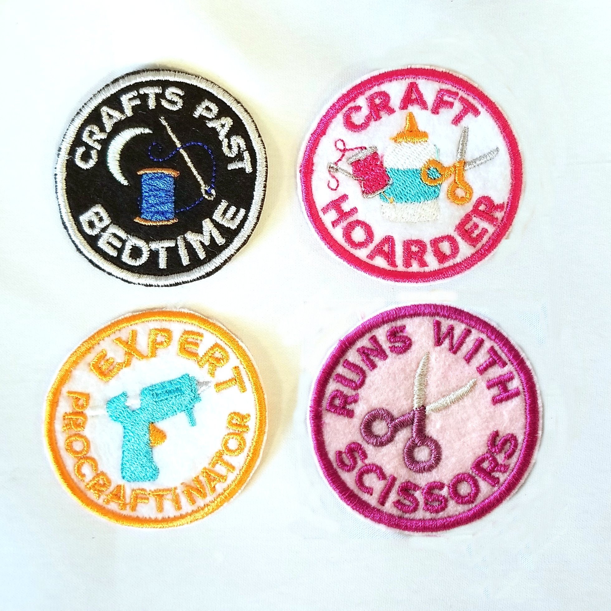 Crafty Merit Badges - Craft Hoarder, Craft Patches, Iron On, Sew On, Hook  Backing, Patches for Jackets, Craft Bags, Hats