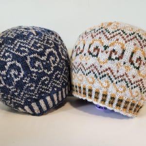 Hand Knit Ram&#39;s Head Design Fair Isle Wool Hat - Color Choice