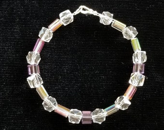 Crystal and Purple Bead Bracelet