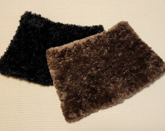 NON-WOOL! Black or Brown Hand Knit Fur Cowl Collar Scarf