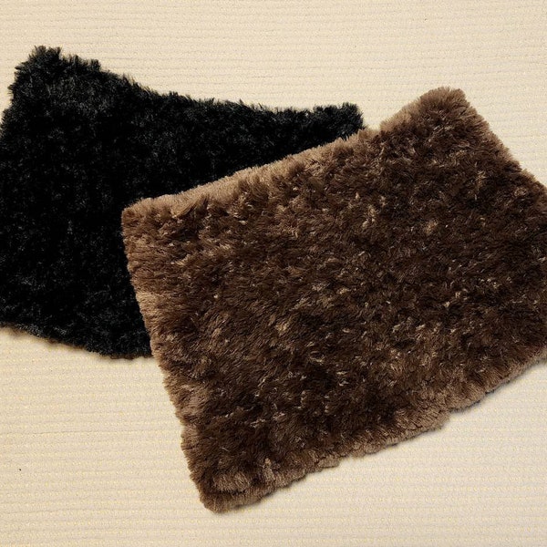 NON-WOOL! Black or Brown Hand Knit Fur Cowl Collar Scarf