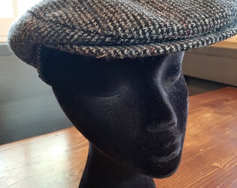 Mens womens gray wool tweed newsboy hat