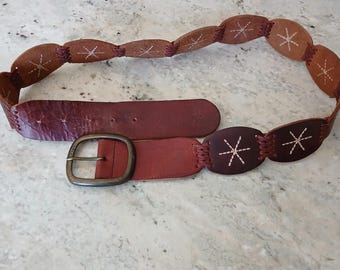 Unique vintage leather belt for man or woman
