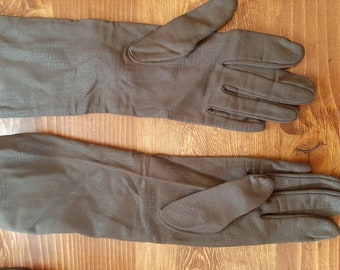 Ladies vintage womans dressy long brown gloves