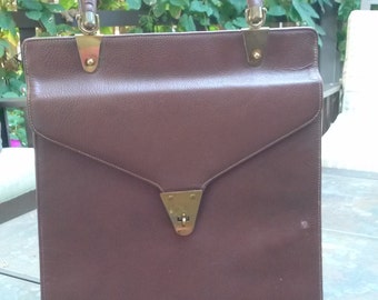 Vintage brown handbag 1960s purse leather dressy casual