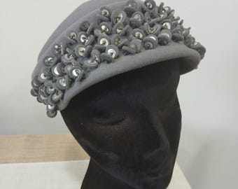 Vintage gray ladies pillbox hat
