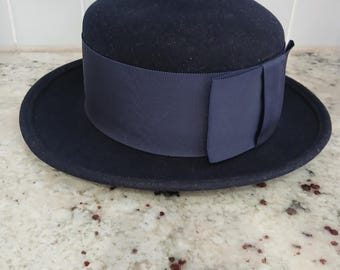 Navy blue fedora hat mens or womans