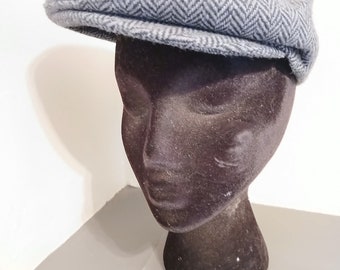 Mens womens gray wool tweed newsboy hat