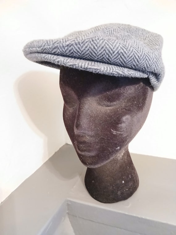 Mens womens gray wool tweed newsboy hat