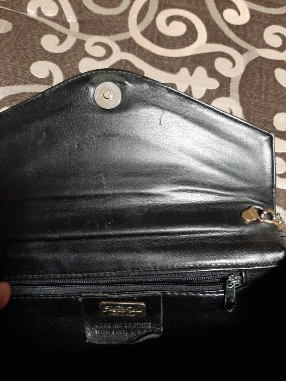 Saks fifth avenue vintage black leather handbag w… - image 3