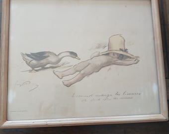 Vintage wall decor small child and duck by George Redon