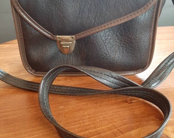 Vintage ladies mens brown camera bag/handle bag