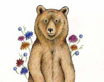 Little Flower Bear original drawing