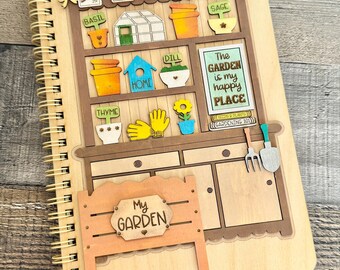 Garden Wooden Notebook | Gardening Journal | Plant Lover Journal | Cottagecore Gift