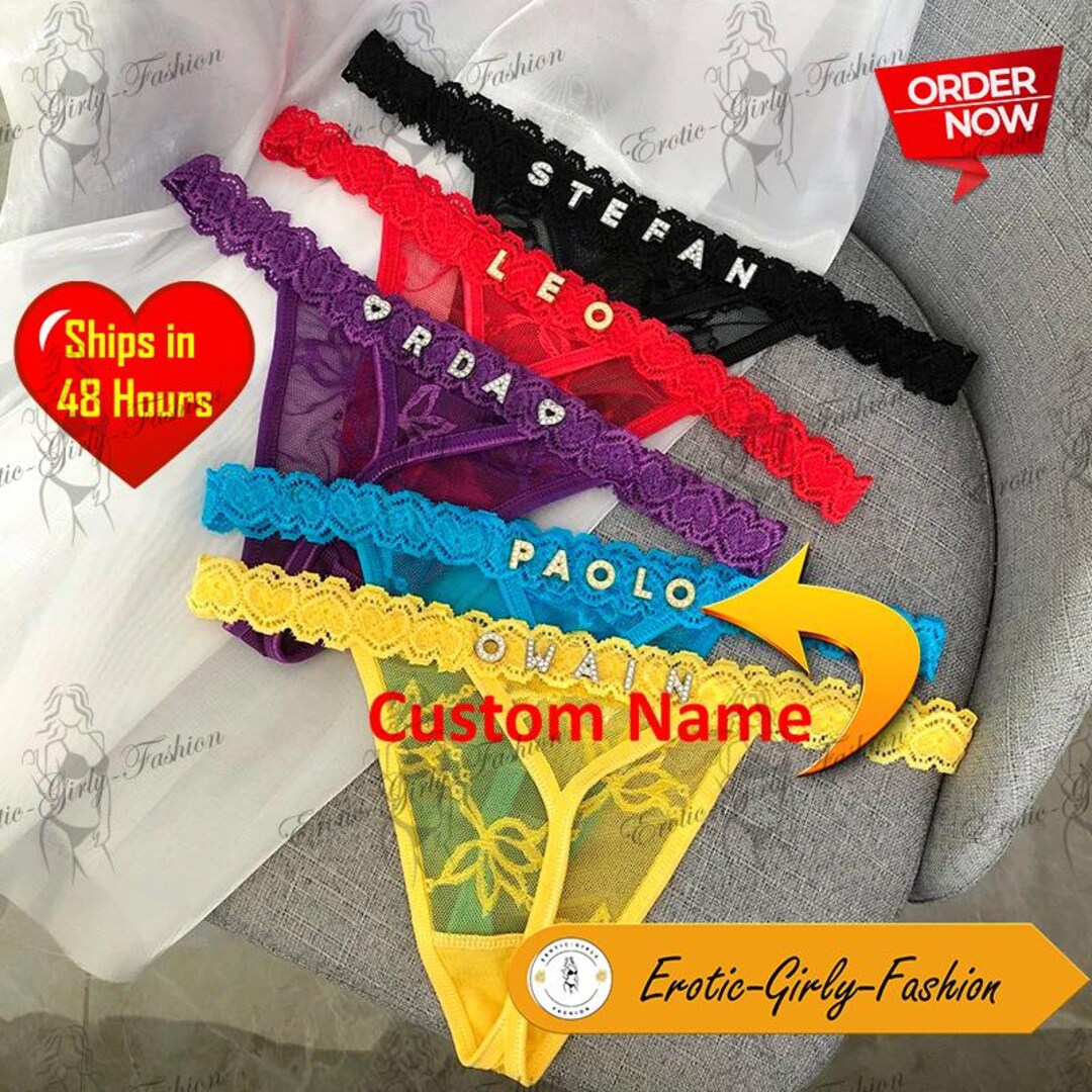 Custom Thong G-strings With Gold Charms Name, Personalized Thong With ...