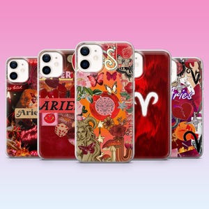 Aries Phone Case Star Sign Zodiac Signs Cover for iPhone 17, 16, 15, 14, 13, 12, Samsung S25, S24, S23, Pixel 10 Pro XL, 9Pro, 8Pro, 7A