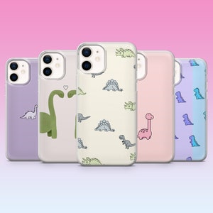 Süße Dinosaurier Handyhülle T-rex Hülle für iPhone 16, 15, 14, 13, 12, 11, Samsung S24, S23FE, S22, A15, A54, Pixel 9Pro XL, 8Pro