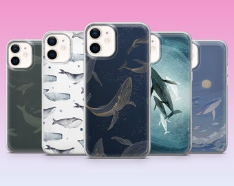 Blue Whale Phone Case Ocean Creature Cover for iPhone 16, 15, 14, 13, 12, Samsung S24, S23FE, S22, A15, Pixel 9Pro XL, 8A, 8Pro, 7A