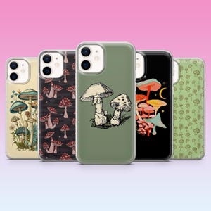 Mushroom Phone Case Trippy Fungi Cottagecore Cover for iPhone 16, 15, 14, 13, 12, 11, Samsung S25, S24, S23, Pixel 9Pro XL, 8Pro, 7A